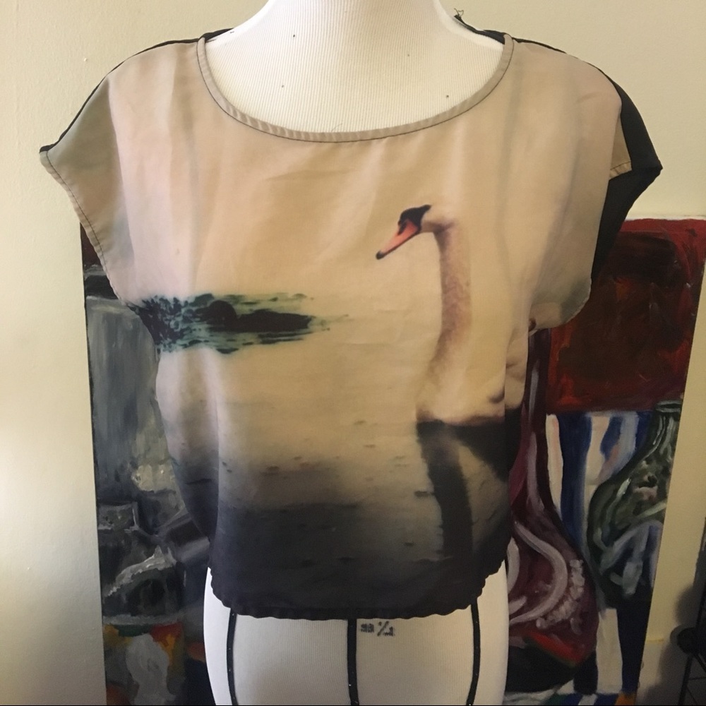 Cropped center back button down shirt